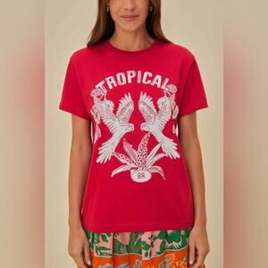 FARM Rio Red Tropical Organic Cotton T-Shirt XXS